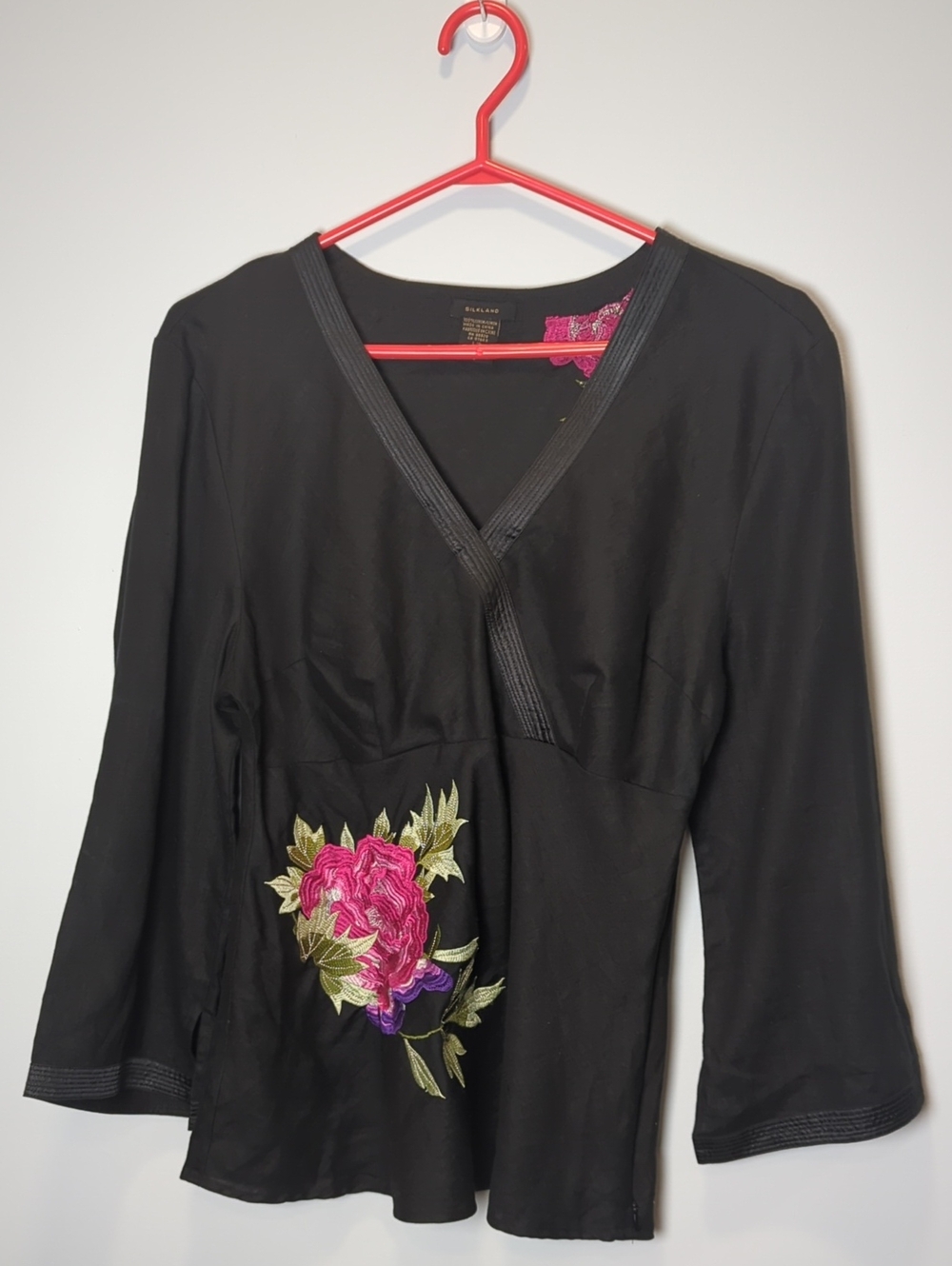 SilkLand 100% Linen Black Top L